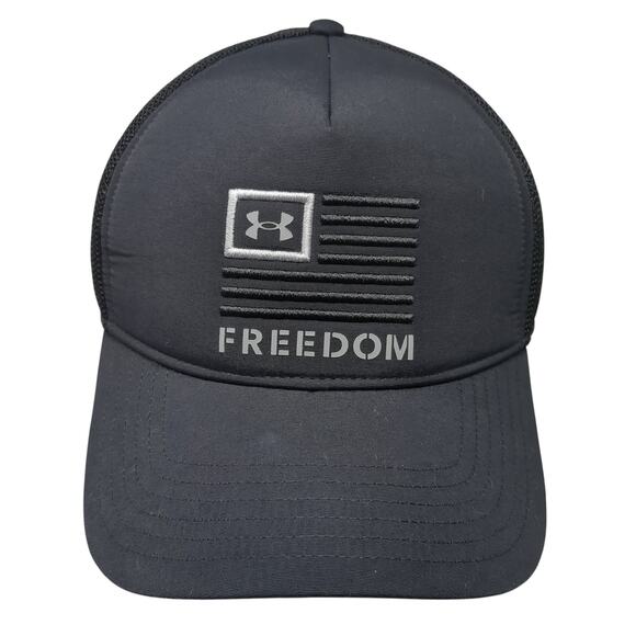 Under Armour Freedom Snapback Trucker Hat Black One Size Adjustable Embroidered - Picture 1 of 9